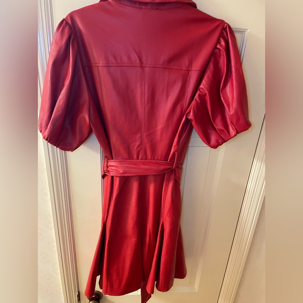 🆕♥️Fate Red Fax Leather Fabric Midi Dress♥️ - Picture 2 of 7